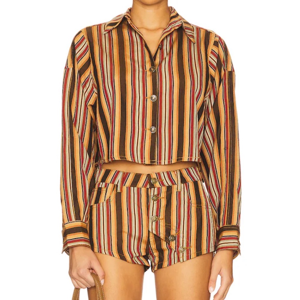 Lioness Multicolor Striped Crop Shirt & Shorts SET